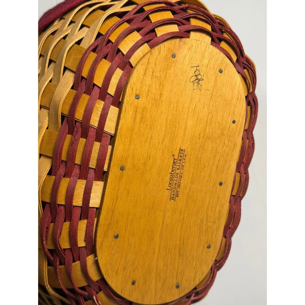 Longaberger Christmas Collection 2004 Get-Together Basket Red Liner Woven Wood